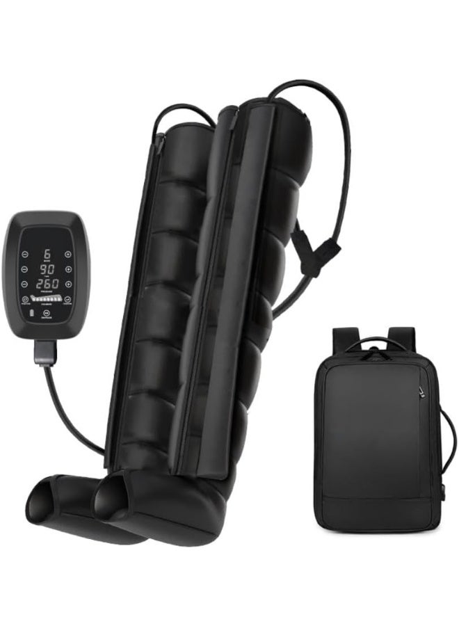 جهاز تدليك احترافي للساقين يعمل بضغط الهواء، 8 حجرات، شاشة لمس LCD، 6 أوضاع تدليك، لتحسين الدورة الدموية والتعافي السريع مع حقيبة حمل (XL) - Image 1